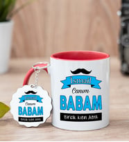 Canım Babam Kırmızı Kupa Bardak Ve Anahtarlık Seti