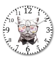 Miau Cat Kedi Duvar Saati Bombeli Gercek Cam