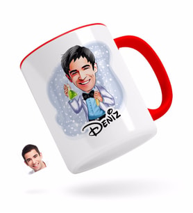 BK Gift Kişiye Özel Erkek Kimyager Karikatürlü Kırmızı Kupa Bardak-2