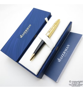 Waterman Carene Essential Siyah Altın Tükenmez Kalem + Deri Kılıflı Hediyelik Set İsme Özel Kalem Hediye Kalem (Renksiz)