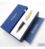 Waterman Carene Essential Siyah Altın Tükenmez Kalem + Deri Kılıflı Hediyelik Set İsme Özel Kalem Hediye Kalem (Renksiz)