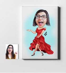 BK Gift Kişiye Özel Bayan Manken Karikatür Kanvas Tablo 50x70cm 1