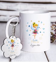BK Gift Kişiye Özel Evin Perisi Beyaz Kupa ve Anahtarlık Hediye Seti-1 (Model 1)