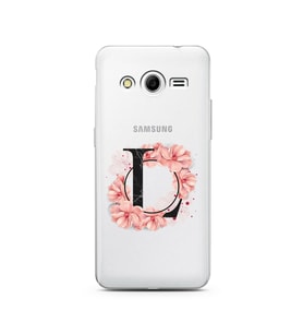 Pembe Çiçekli Harf Tasarım Süper Şeffaf Silikon Telefon Kılıfı Samsung Core 2 L-