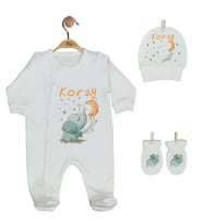 Pia Baby GL 1925-01 İsme Özel Üçlü Tulum Set