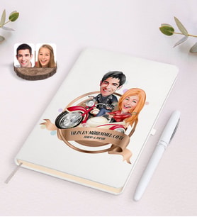 BK Gift Kişiye Özel Yılın En Mükemmel Çifti Karikatürlü Beyaz Defter ve Kalem Hediye Seti-12