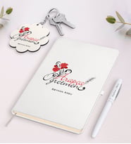 BK Gift Kişiye Özel Arapça Öğretmeni Beyaz Defter Kalem Ve Anahtarlık Hediye Seti-1 (Model 1)