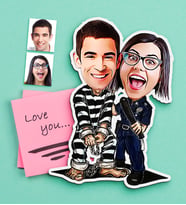 BK Gift Kişiye Özel Sevgililer Karikatürlü Ahşap Magnet-8 (Çok Renkli)