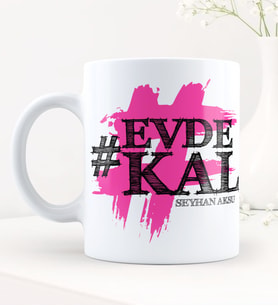 BK Gift Kişiye Özel EvdeKal Hashtag Beyaz Kupa Bardak - 4