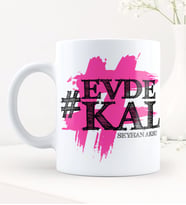 BK Gift Kişiye Özel EvdeKal Hashtag Beyaz Kupa Bardak - 4
