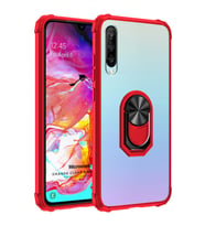 Microsonic Samsung Galaxy A70 Kılıf Grande Clear Ring Holder Kırmızı