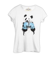 Panda - Boks Beyaz Kadın Tshirt