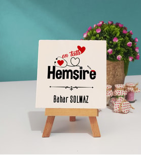 Mesajlı Hemşire Dekoratif Taş Baskı 