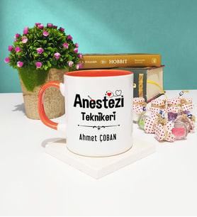 Anestezi Teknikeri Tasarımlı Kişiye Özel Anestezi Teknikeri Kupa Bardak Turuncu