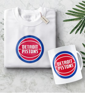 NBA Detroit Pistons Beyaz Tişört ve Kupa Seti (Model 1)