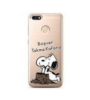 Snoopy Tasarımlı Süper Şeffaf Silikon Telefon Kılıfı Huawei P9 Lite 2017 Mini 