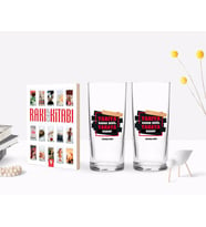 BK Gift Kişiye Özel Renkli Baskılı Yarıya Kadar Değil Yaraya Kadar Tasarımlı İkili Rakı Bardağı ve Rakı Cep Kitabı Hediye Seti-4 (Model 1)
