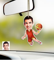 BK Gift Kişiye Özel Bay Basketbolcu Karikatürlü Ahşap Araba Dikiz Ayna Süsü-1 (Çok Renkli)