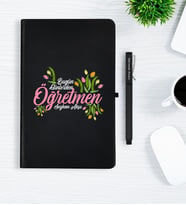 BK Gift Kişiye Özel Bugün Günlerden Öğretmen Siyah Defter Kalem Hediye Seti - 1