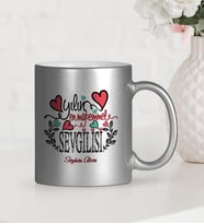 BK Gift Kişiye Özel Yılın En Mükemmel Sevgilisi Gümüş Yaldızlı Kupa Bardak