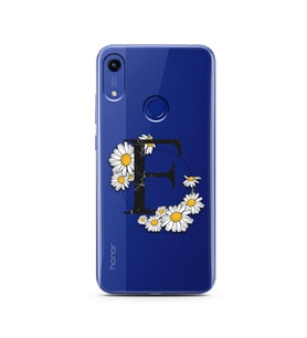 Papatya Harf Tasarım Süper Şeffaf Silikon Telefon Kılıfı Huawei Honor 8A E-Harfi
