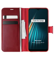 Microsonic Realme 5i Kılıf Delux Leather Wallet Kırmızı