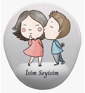 Kişiye Özel Aşıklar Desenli Mouse Pad Bilek Destekli