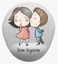 Kişiye Özel Aşıklar Desenli Mouse Pad Bilek Destekli