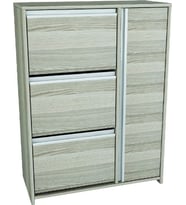 Ahşap Ayakkabılık 3 Düşer Kapaklı 1 Dolaplı Kordoba De-Monte (Koyu Gri)