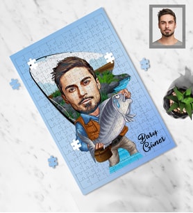 Kişiye Özel Balıkçı Karikatürlü A4 99 Parça Puzzle Bay-3