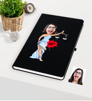 BK Gift Kişiye Özel Bayan Avukat Karikatürlü Siyah Defter - 1
