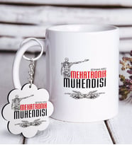 BK Gift Kişiye Özel Mesleki Mekatronik Mühendisi Beyaz Kupa ve Anahtarlık Hediye Seti (Model 1)