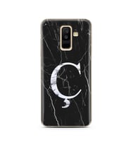 Samsung A6 Plus Siyah Mermer Harf Tasarımlı Telefon Kılıfı Ç-Harfi 