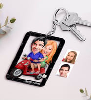 BK Gift Kişiye Özel İsimli Sevgililer Karikatürlü Ahşap Anahtarlık-10 (Beyaz)