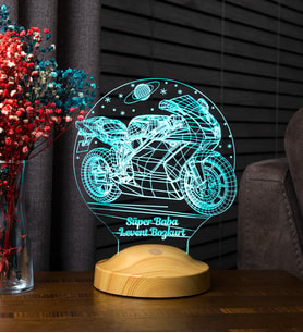 Babaya Hediye Motosiklet Racing, Babalar Günü Hediyesi  Motor Hayranına 3D Led Lamba