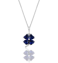 Söğütlü Silver Gümüş safir renk taşlı yonca modeli kolye SGTL10089SAFİR