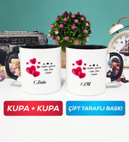 İkili Sevgililer Günü Hediyesi Kupa Bardak Siyah