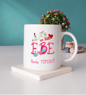 Mesajlı Ebe Hediye Kupa Bardak ve Taş Bardak Altlığı Hediye Seti