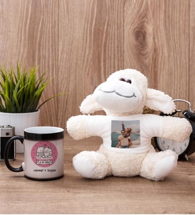 Aşık Çiftlere Özel Sihirli Kupa Bardak ve Peluş Koyun