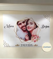 100x70cm Söz, Nişan, Kına Gecesi, Düğün İçin Kişiye Özel Branda Afiş Arka Fon