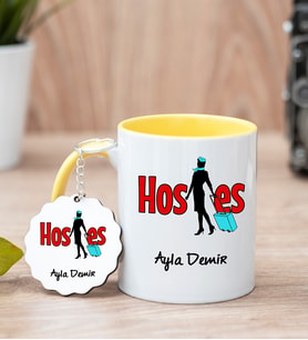 Hostes Sarı Kupa Bardak Ve Anahtarlık Set