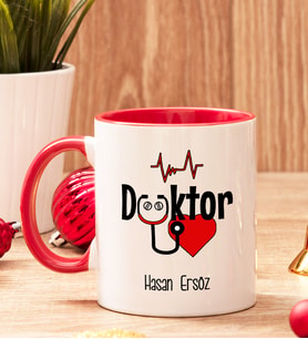 Doktora Hediye İçi Ve Kulpu Renkli Kupa Bardak