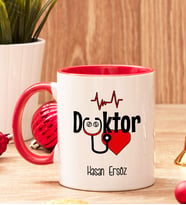 Doktora Hediye İçi Ve Kulpu Renkli Kupa Bardak