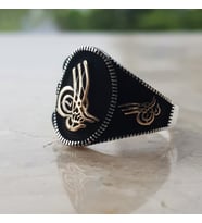 Oksitli Tuğra Desenli Gümüş Yüzük