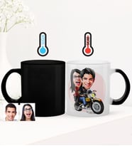 BK Gift Kişiye Özel Sevgililer Karikatürlü Sihirli Cam Kupa Bardak - 17