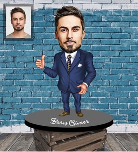 Kişiye Özel İş Adamı Karikatürlü Ahşap Biblo Bay-19