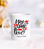 BK Gift Kişiye Özel Sevgililer Günü Kupa ve Çift İsimli Papatya Kolye-73 (Model 1)