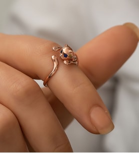 Papatya Silver 925 Ayar Rose Altın Kaplama Gümüş Kedi Yüzük