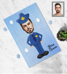 Kişiye Özel Polis Tasarımlı Karikatür A3 130 Parça Puzzle Bay-1