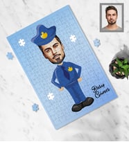 Kişiye Özel Polis Tasarımlı Karikatür A3 130 Parça Puzzle Bay-1